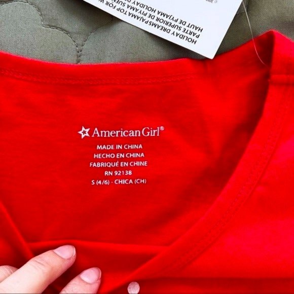 SOLD American Girl NWT Womens Red Holiday Pajama Top - Picture 7 of 10